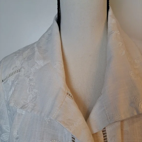 Chico's medium Petite 12-14 jacket rayon linen long snap front drawstrin… - Picture 5 of 7